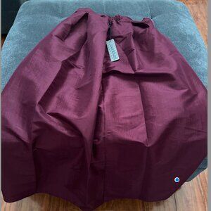Haute Monde A-Line Full Long Pleat Skirt Size S Burgundy